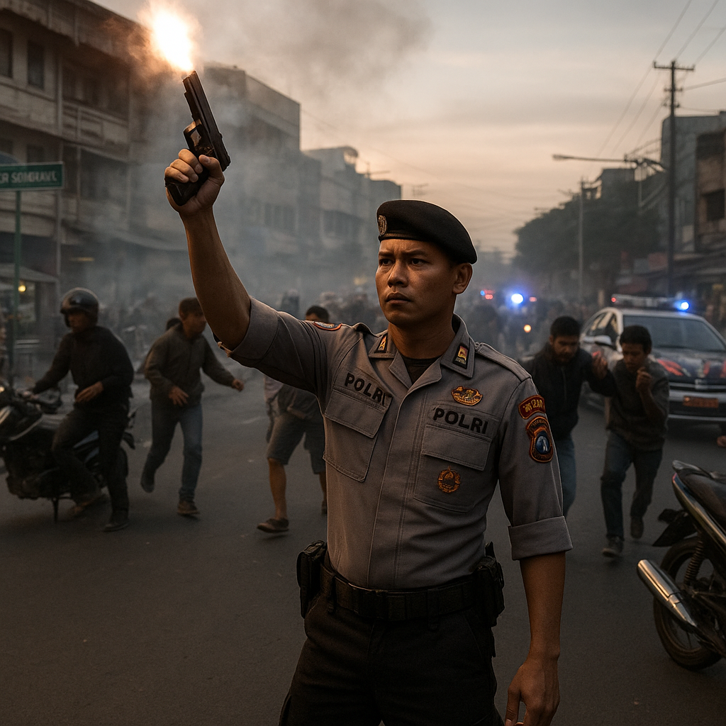 Polisi Bubarkan Tawuran Warga dengan Geng Motor di Makassar dengan Tembakan Peringatan