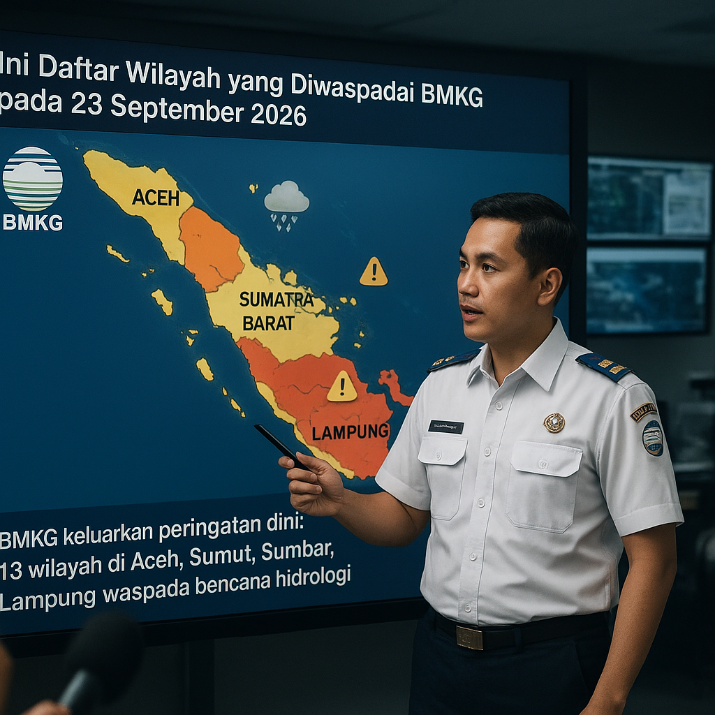 Ini Daftar Wilayah yang Diwaspadai BMKG pada 23 September 2026