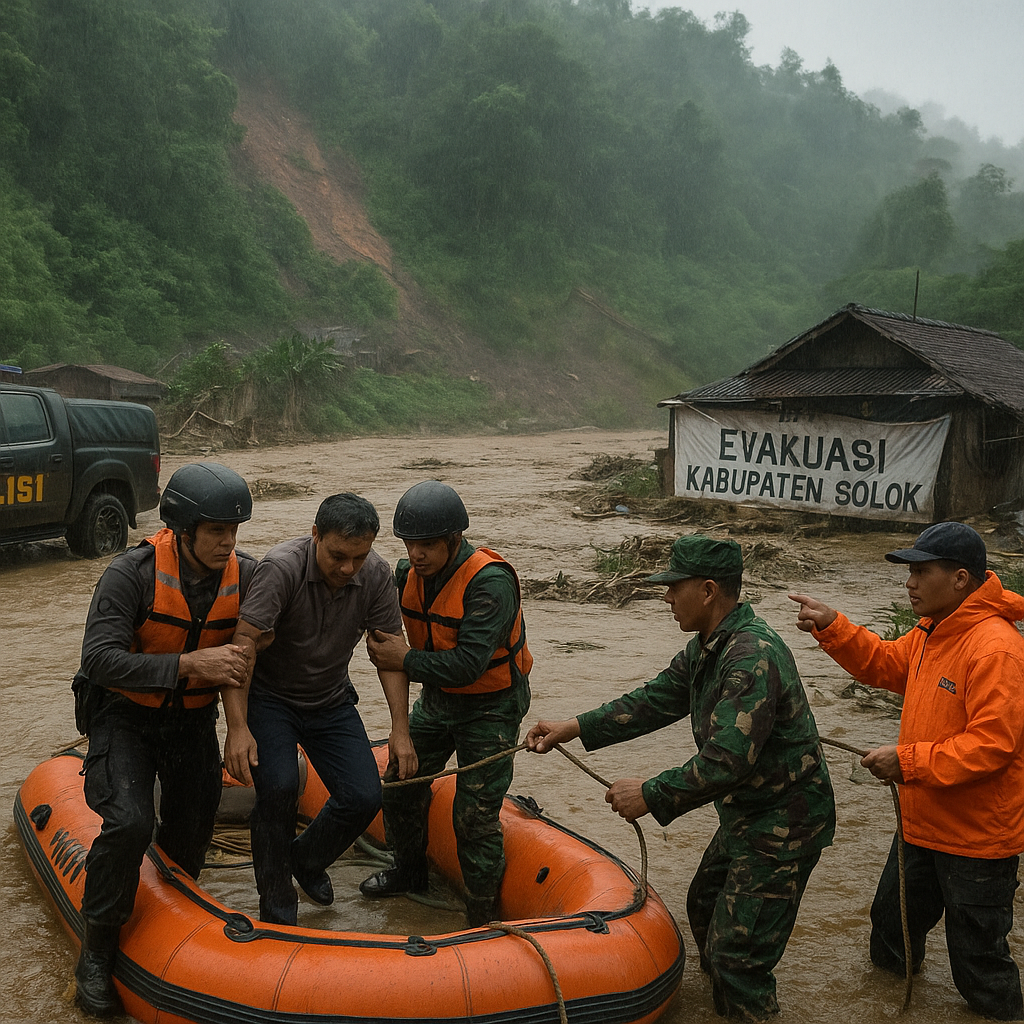 Polri Kerahkan Personel dan Sejumlah Alat Tangani Banjir Bandang di Kabupaten Solok