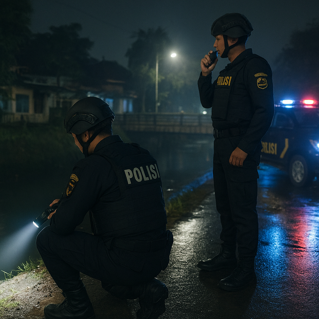 Antisipasi Gangguan Kamtibmas dan Pantau Debit Air, Unit Samapta Polsek Tegalrejo Gelar Patroli Malam