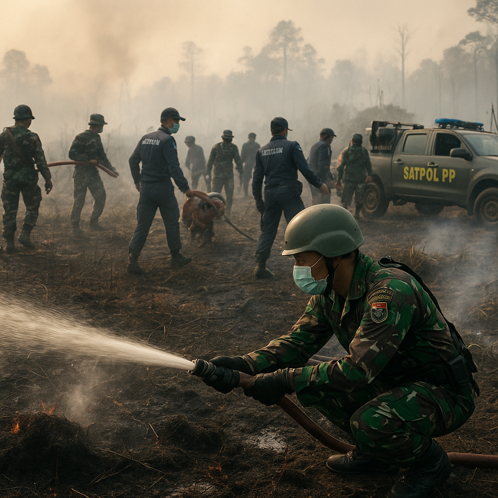Satgas Darat Terpadu Terjunkan Puluhan Personel Padamkan Karhutla di 4 Kabupaten