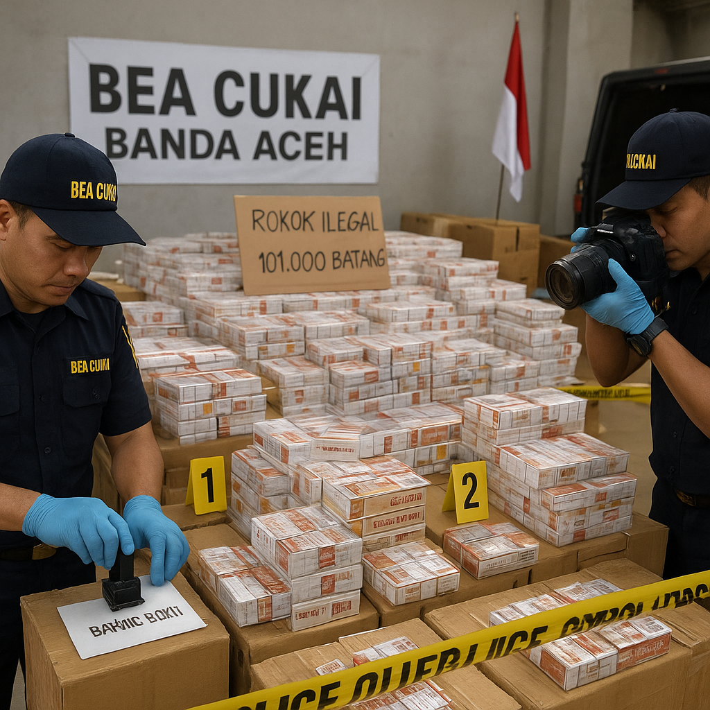 Bea Cukai Banda Aceh Sita 101 Ribu Batang Rokok Ilegal