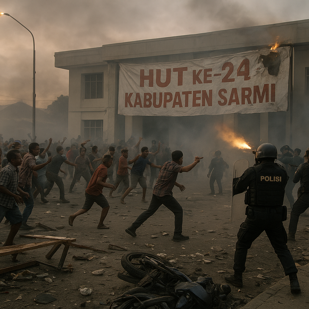 Peringatan HUT ke-24 Kabupaten Sarmi Berujung Ricuh, Sejumlah Fasilitas Dirusak Warga