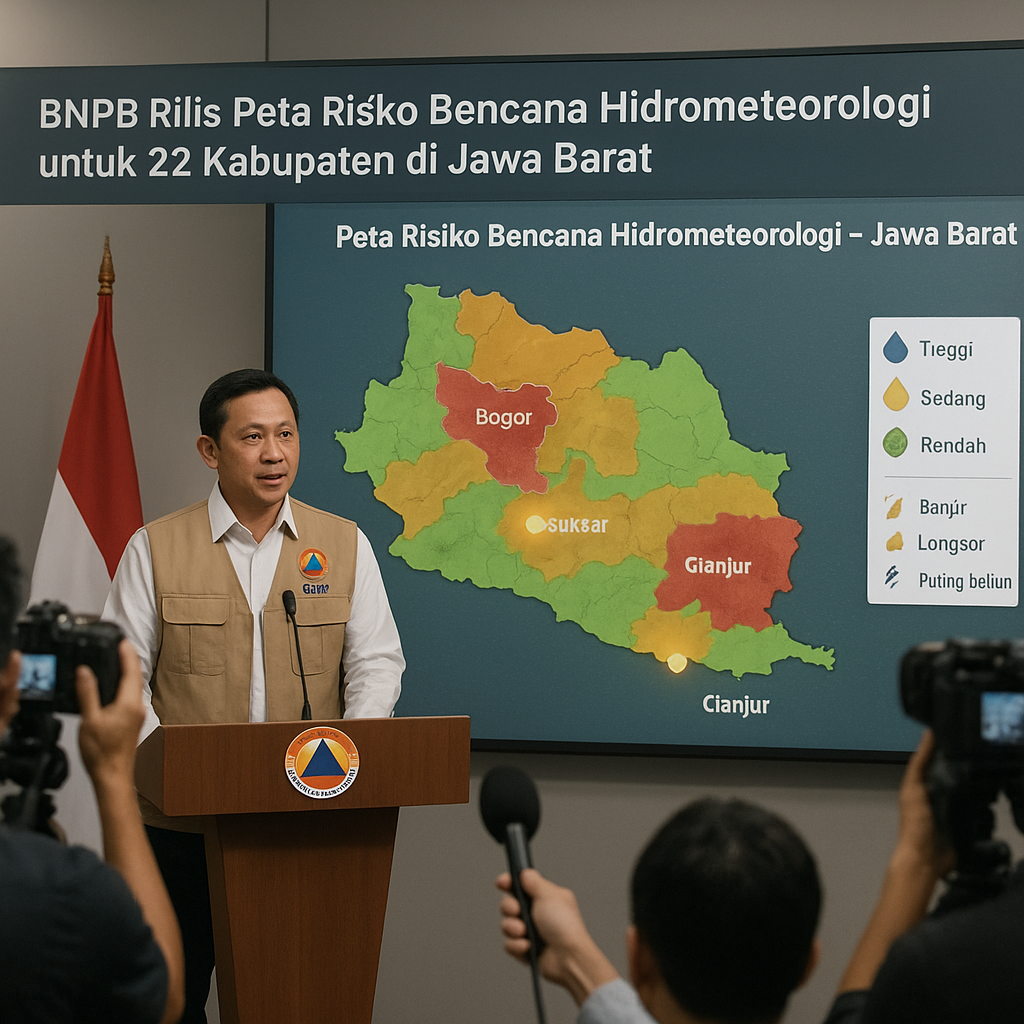 BNPB Rilis Peta Risiko Bencana Hidrometeorologi untuk 22 Kabupaten di Jawa Barat