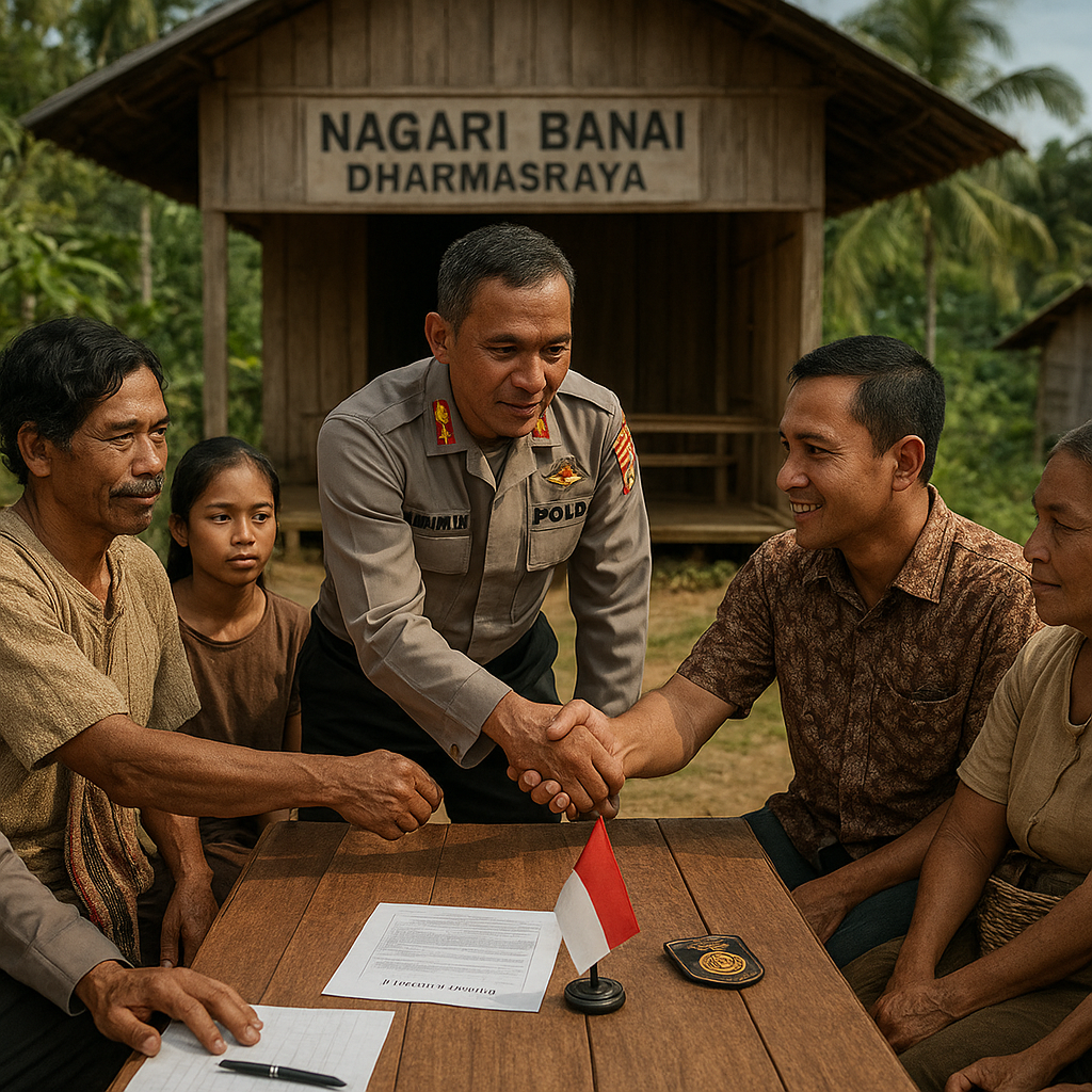 Polisi Mediasi Konflik Antara Suku Anak Dalam Dengan Warga di Dharmasraya, Sepakat Hentikan Pengambilan Hasil Kebun Tanpa Izin