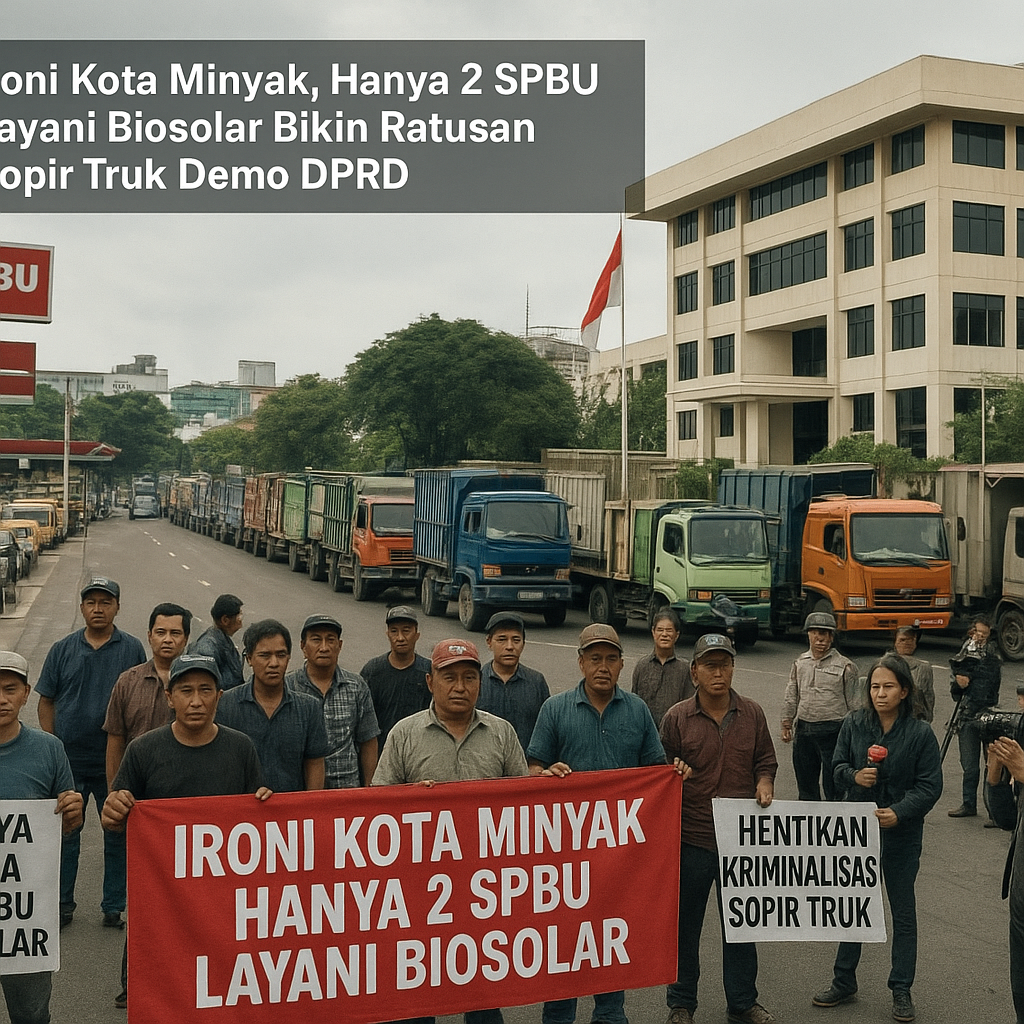 Ironi Kota Minyak, Hanya 2 SPBU Layani Biosolar Bikin Ratusan Sopir Truk Demo DPRD