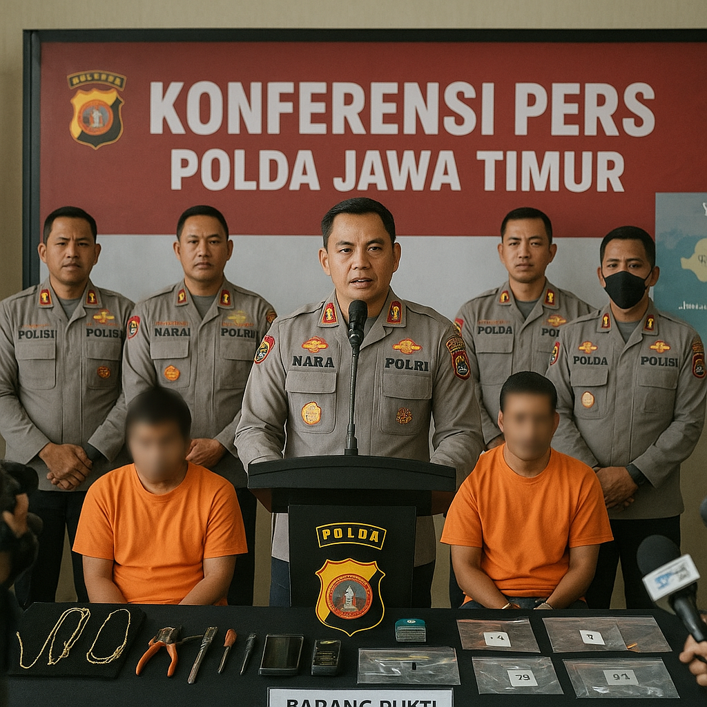 Polda Jatim Ungkap Komplotan Pembobol Rumah Lintas Provinsi, 4 Pelaku Ditangkap di 3 Lokasi
