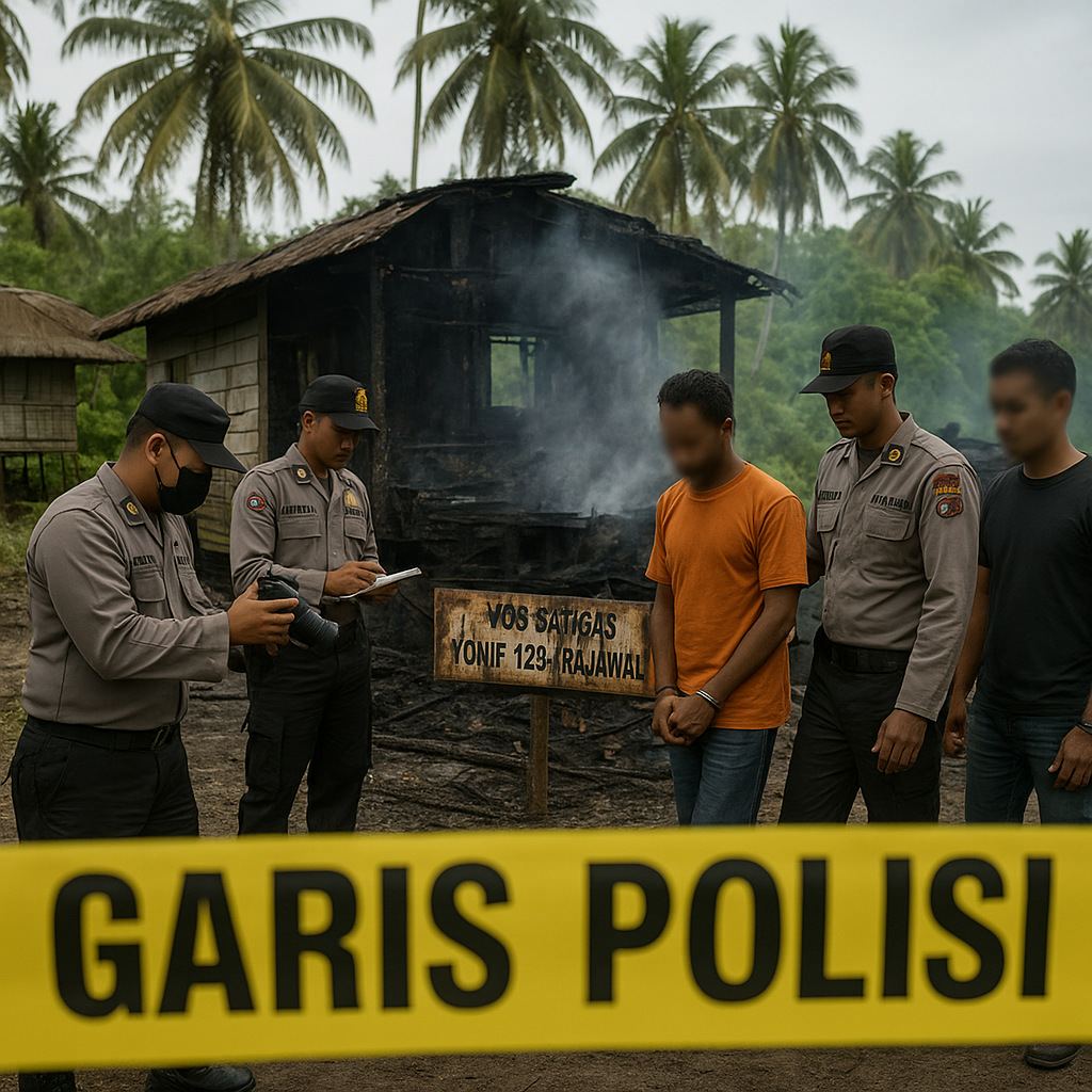 Polres Asmat Tetapkan Dua Tersangka Pembakaran Pos Yonif 123/Rajawali