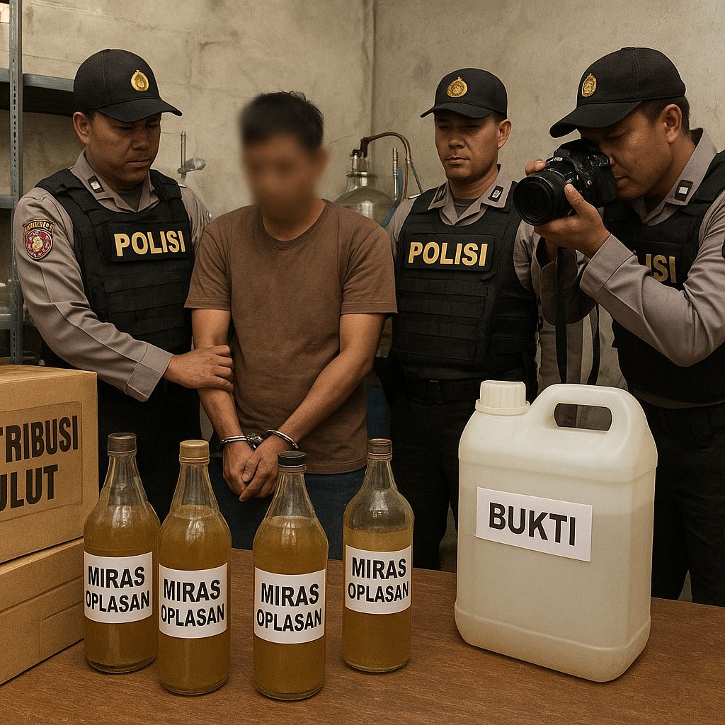 Polisi Gerebek Produksi Miras Ilegal di Gorontalo, Pelaku Edarkan Produk Palsu ke Sulut