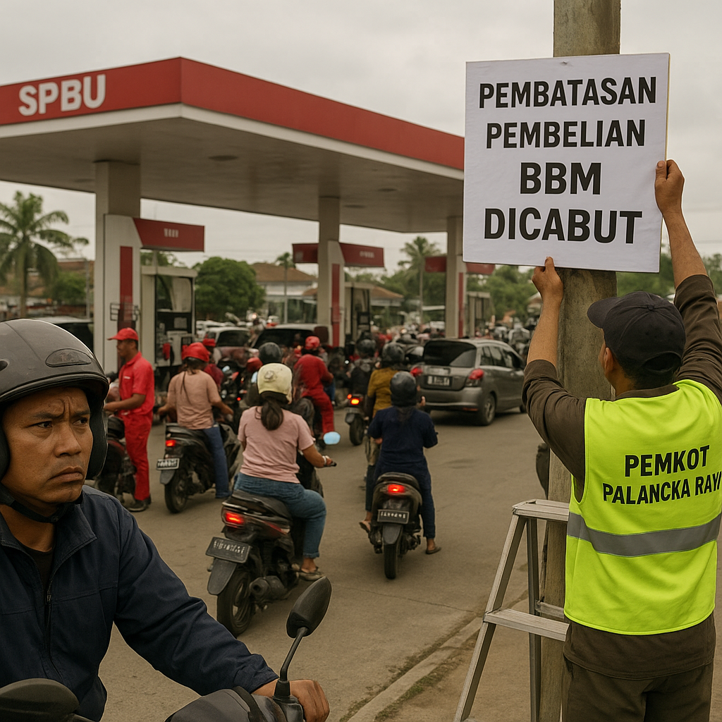 Antrean SPBU di Palangka Raya Kian Panjang, Pemkot Cabut Aturan Batasi Pembelian BBM