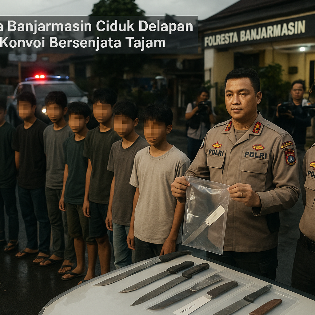 Polresta Banjarmasin Ciduk Delapan Remaja Konvoi Bersenjata Tajam