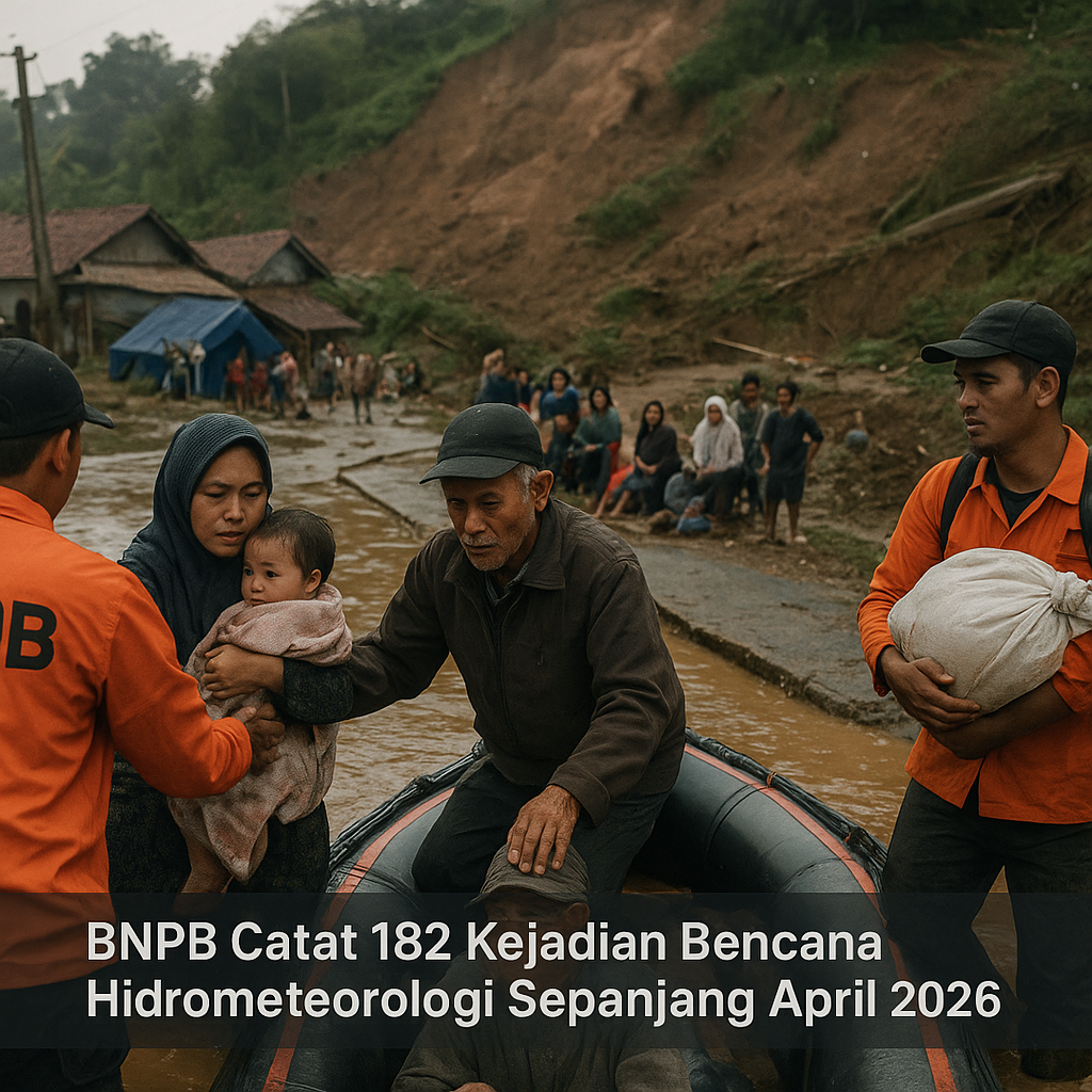 BNPB Catat 182 Kejadian Bencana Hidrometeorologi Sepanjang April 2026