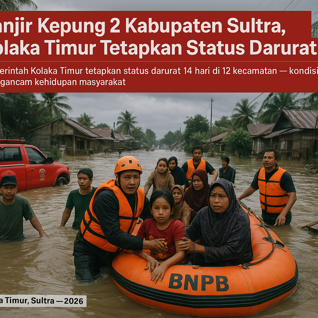 Banjir Kepung 2 Kabupaten Sultra, Kolaka Timur Tetapkan Status Darurat