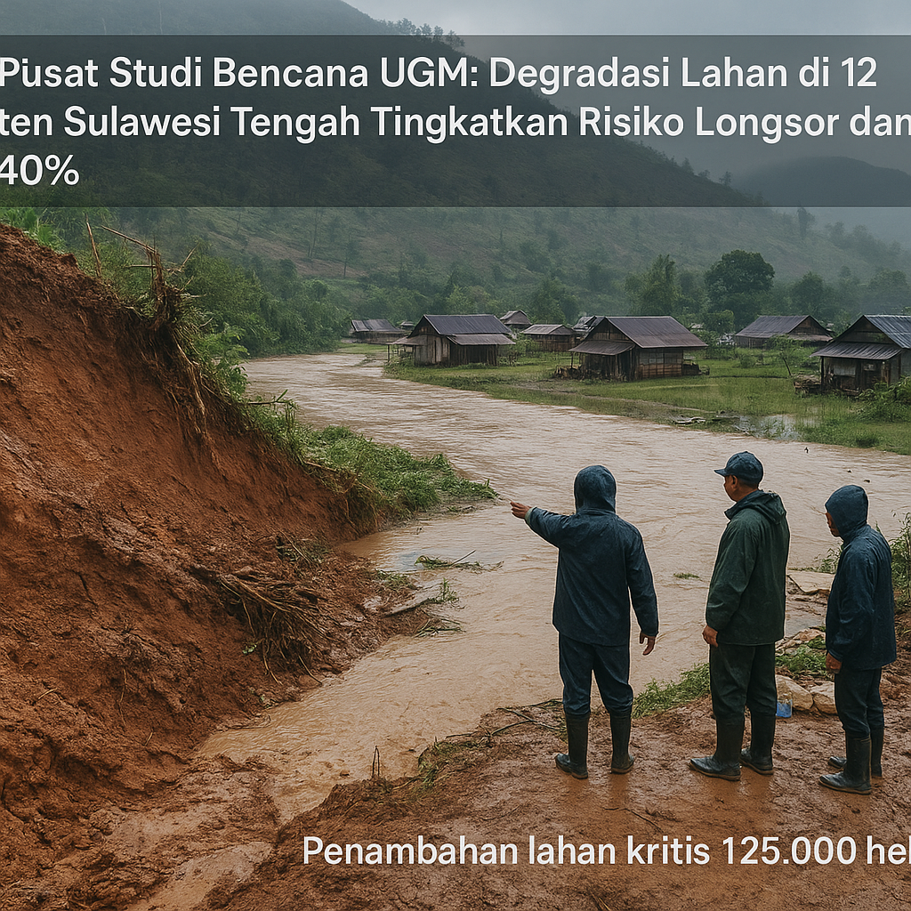 Analisis Pusat Studi Bencana UGM: Degradasi Lahan di 12 Kabupaten Sulawesi Tengah Tingkatkan Risiko Longsor dan Banjir 40%