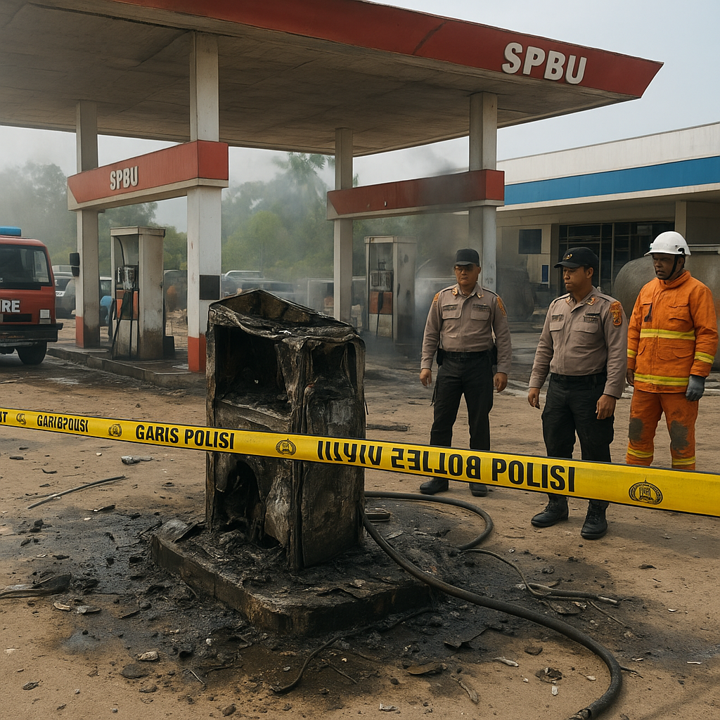 Nyaris Rata dengan Tanah, Dispenser dan Bak Penampungan SPBU Muara Wahau Meledak Saat Isi Bensin ke Mobil