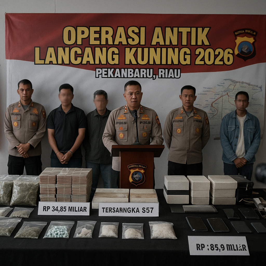 Operasi Antik 2026 Polda Riau Bongkar 435 Kasus Narkoba, Nilai Sitaan Tembus Rp 34,85 Miliar