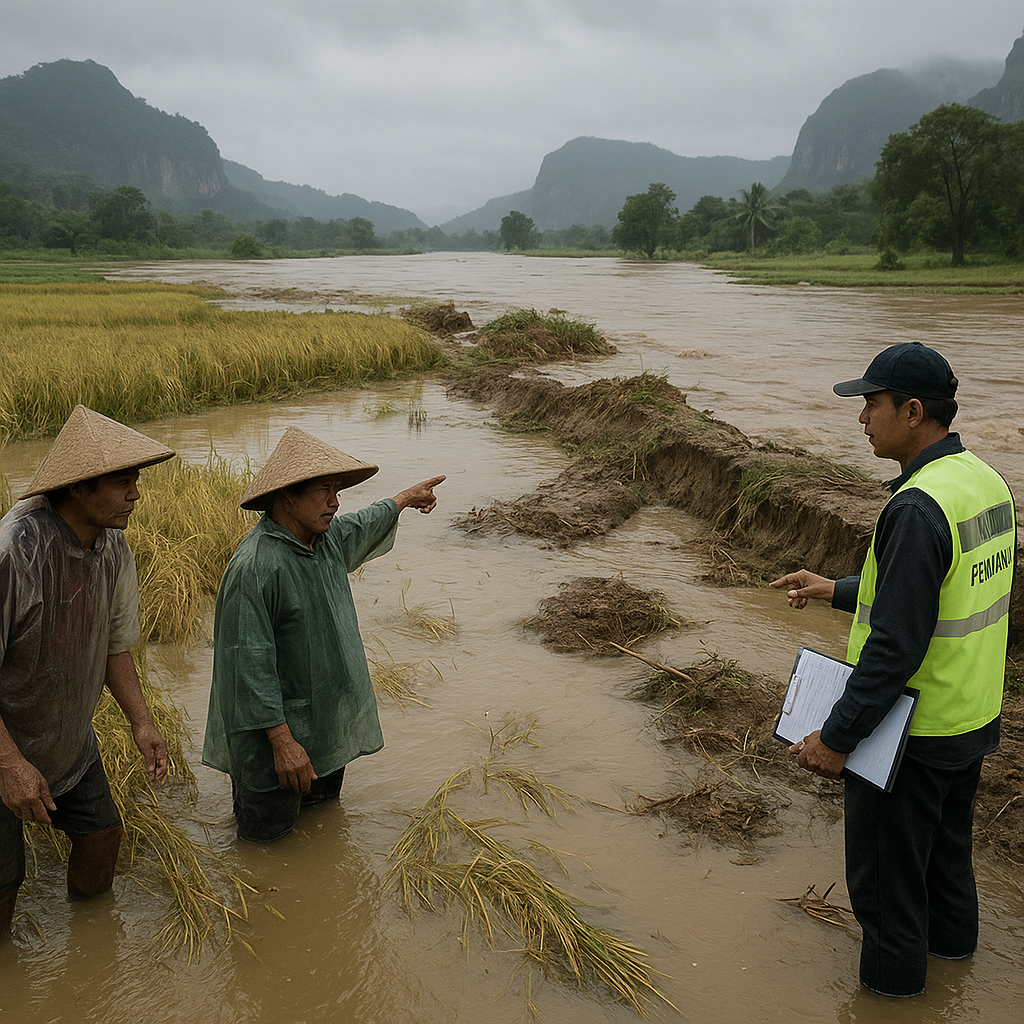 Luapan Sungai Batang Sandir Rusak Sawah yang Siap Panen di Limapuluh Kota