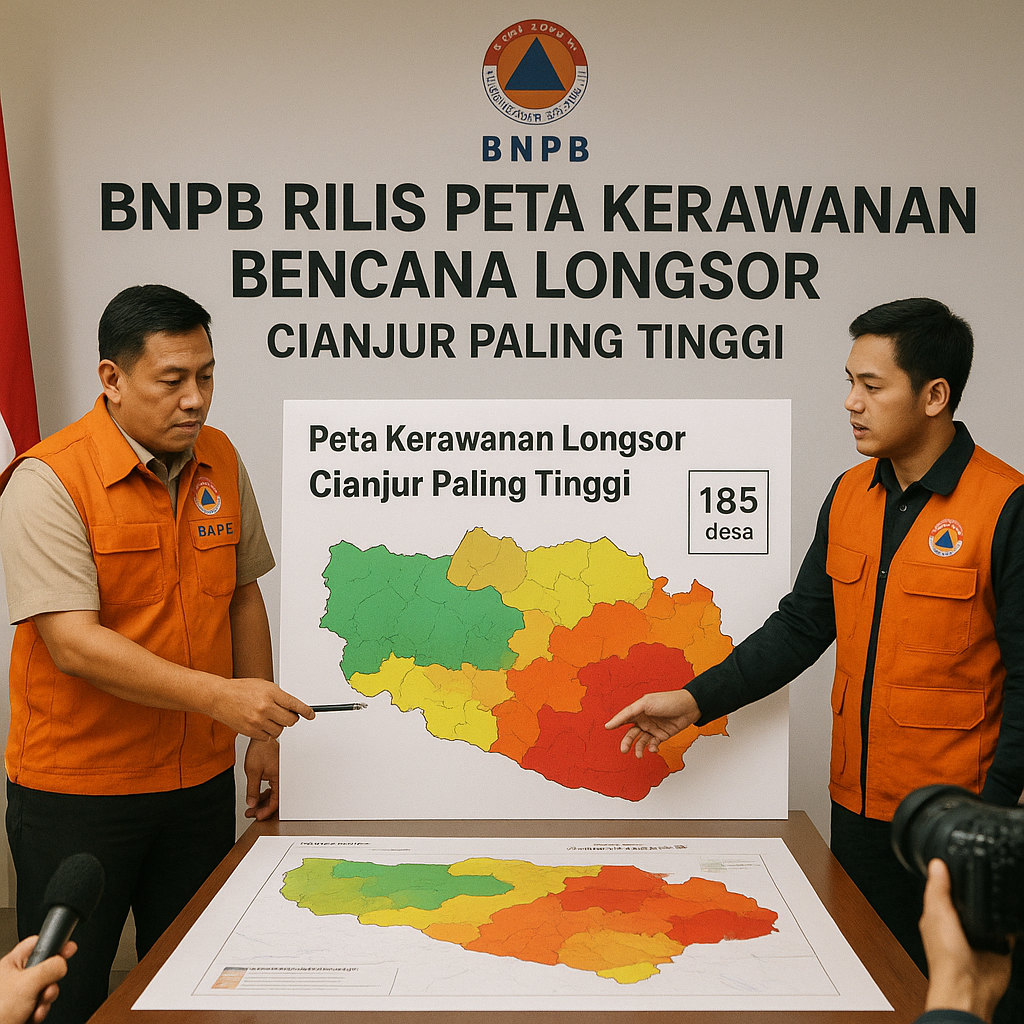 BNPB Rilis Peta Kerawanan Bencana Longsor di 5 Kabupaten Jawa Barat, Cianjur Paling Tinggi