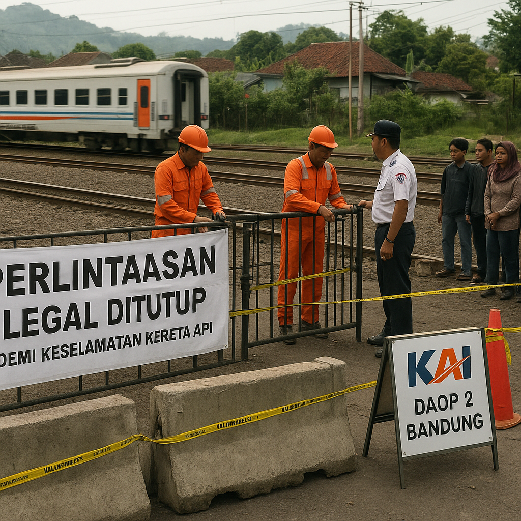 KAI Daop 2 Bandung Tutup 38 Perlintasan Ilegal Demi Keselamatan Kereta Api