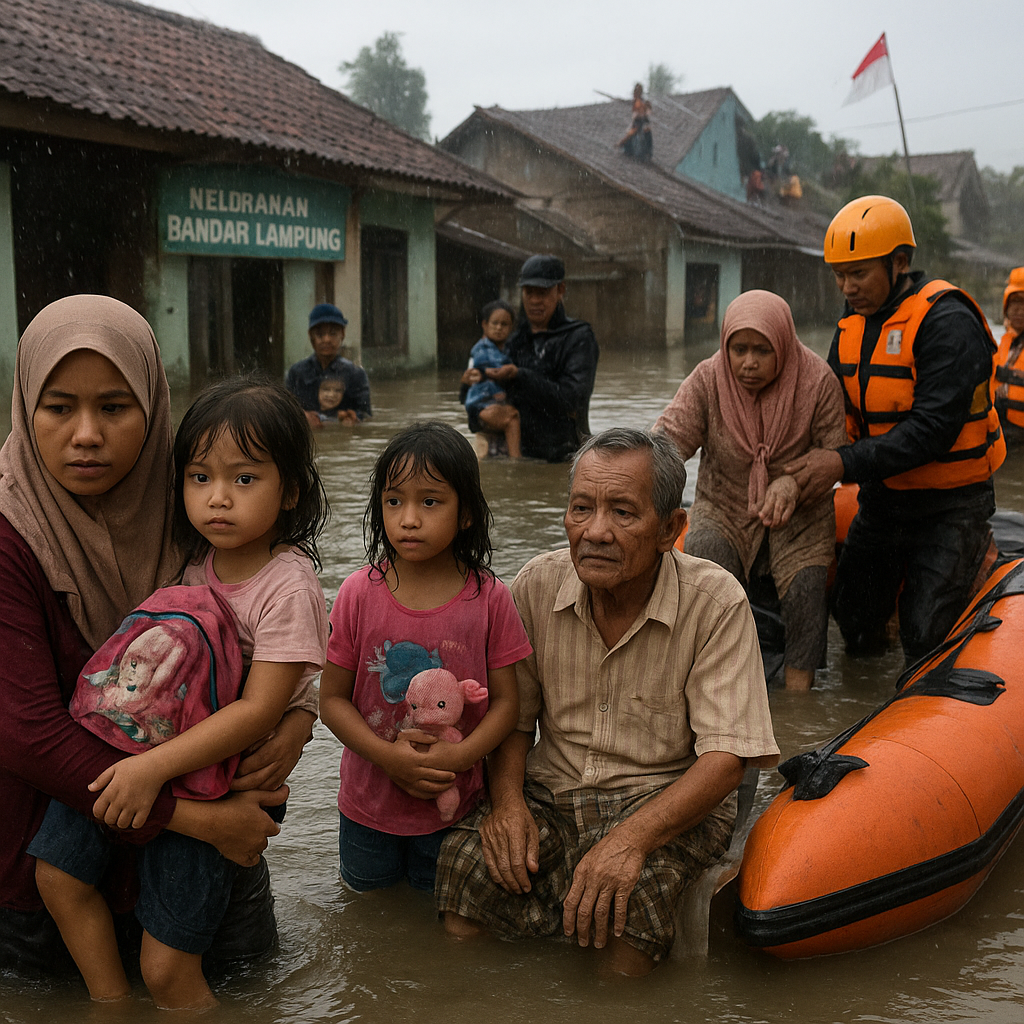 Ratusan Warga Terjebak Banjir di Bandar Lampung, Banyak Anak dan Lansia