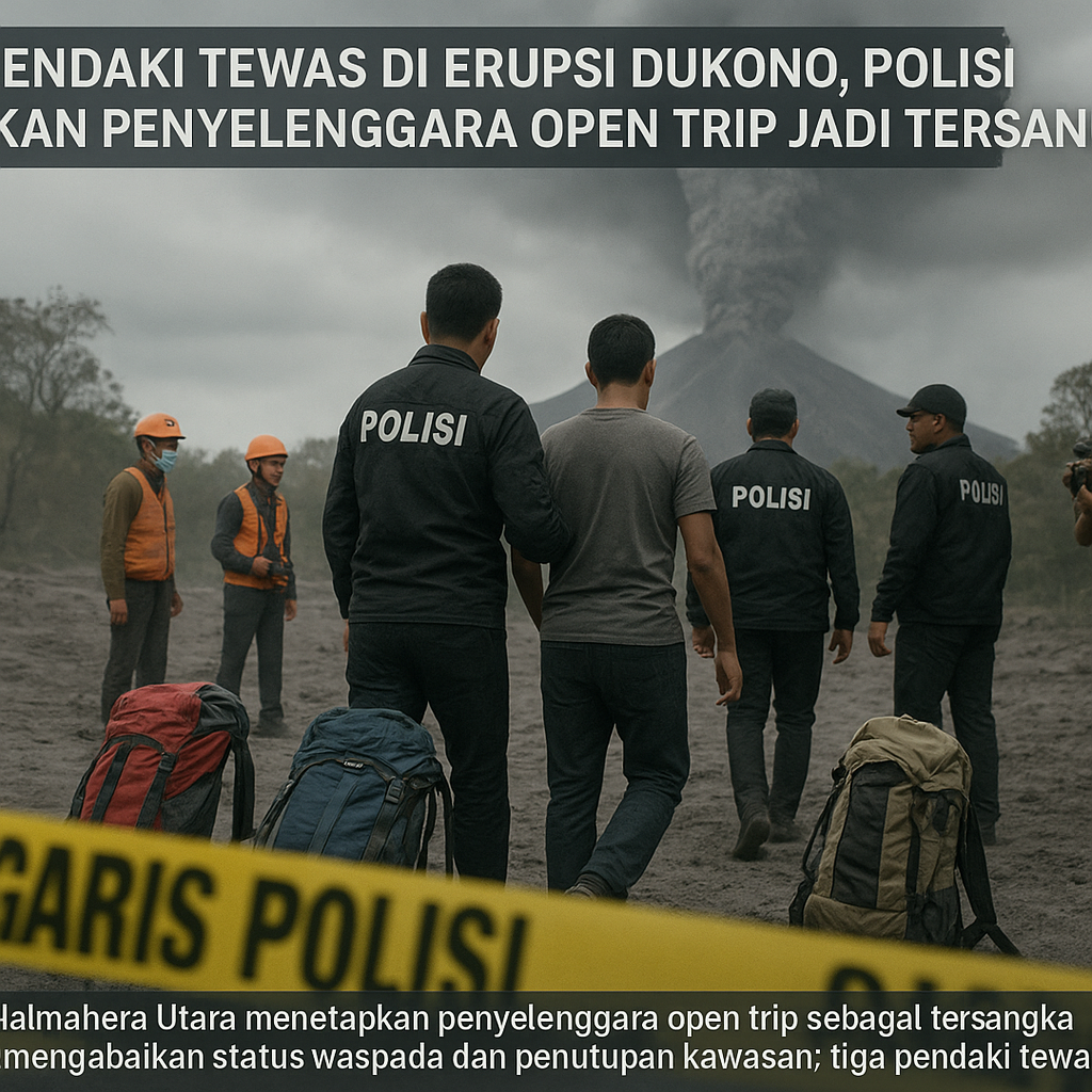 Tiga Pendaki Tewas di Erupsi Dukono, Polisi Tetapkan Penyelenggara Open Trip Jadi Tersangka!