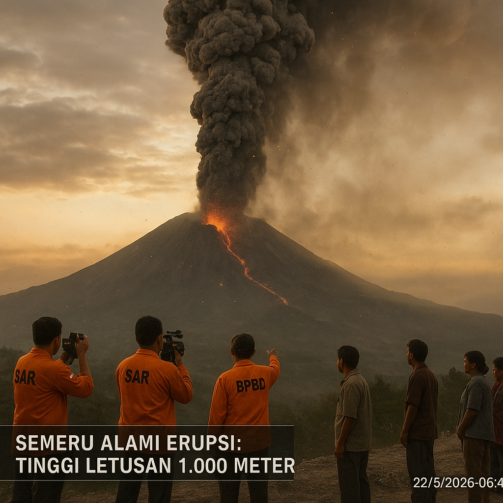 Semeru Alami Erupsi dengan Tinggi Letusan 1.000 Meter