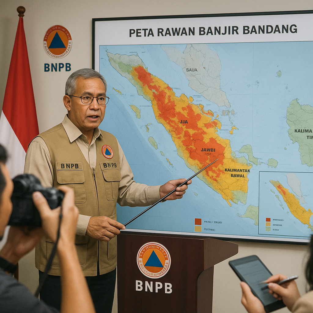 BNPB Rilis Peta Kerawanan Banjir Bandang untuk 7 Provinsi di Sumatera dan Kalimantan
