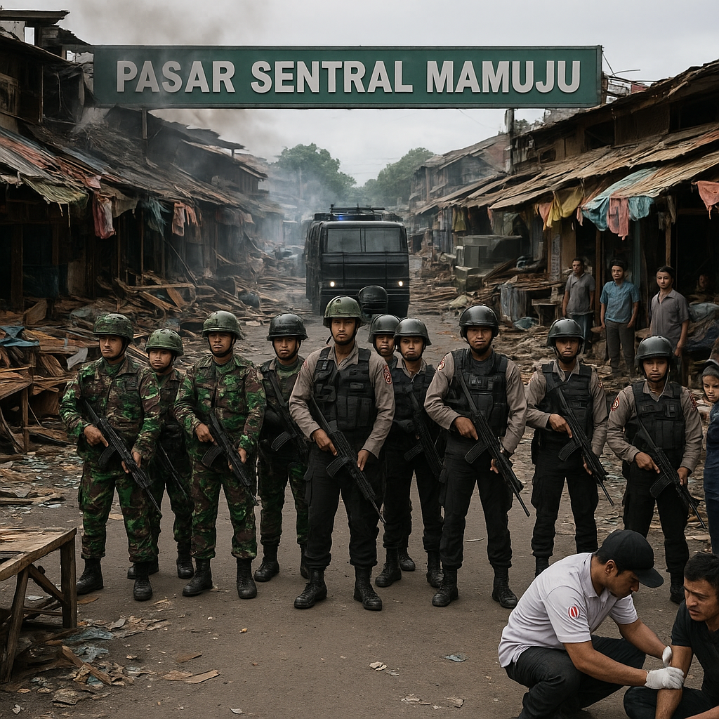 Ratusan Personel TNI-Polri Amankan Lokasi Kericuhan di Pasar Tradisional Mamuju