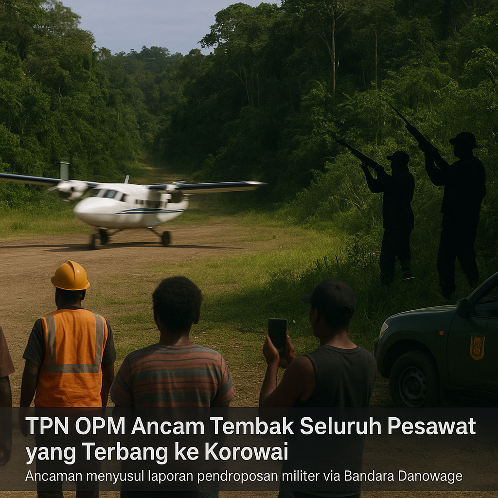 TPN OPM Ancam Tembak Seluruh Pesawat yang Terbang ke Korowai