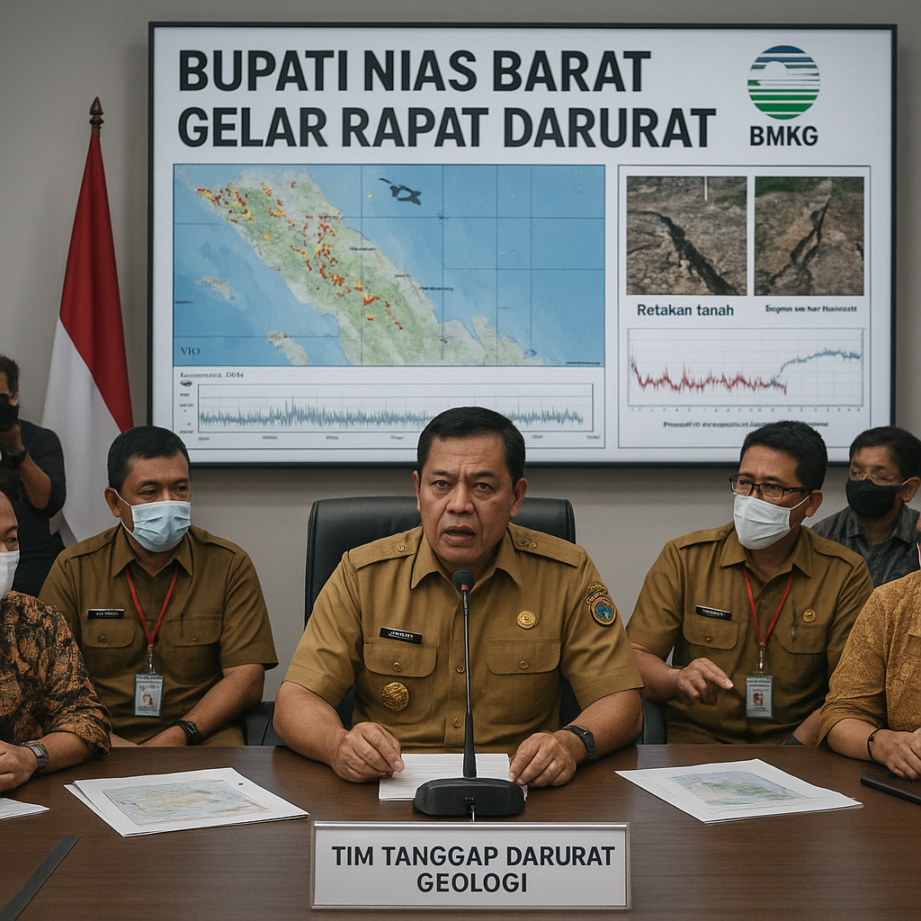 Bupati Nias Barat Gelar Rapat Darurat Menanggapi Peningkatan Aktivitas Gempa Mikro dan Retakan Tanah